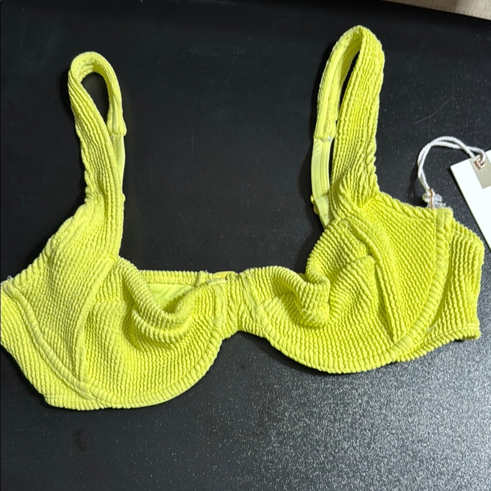 Good American Palo Verde Bikini Top with Textured Fabric and Adjustable Straps